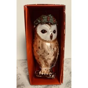 John Derian for Target 2025 Glass Owl Ornament Holiday NIB Laurel Crown‎